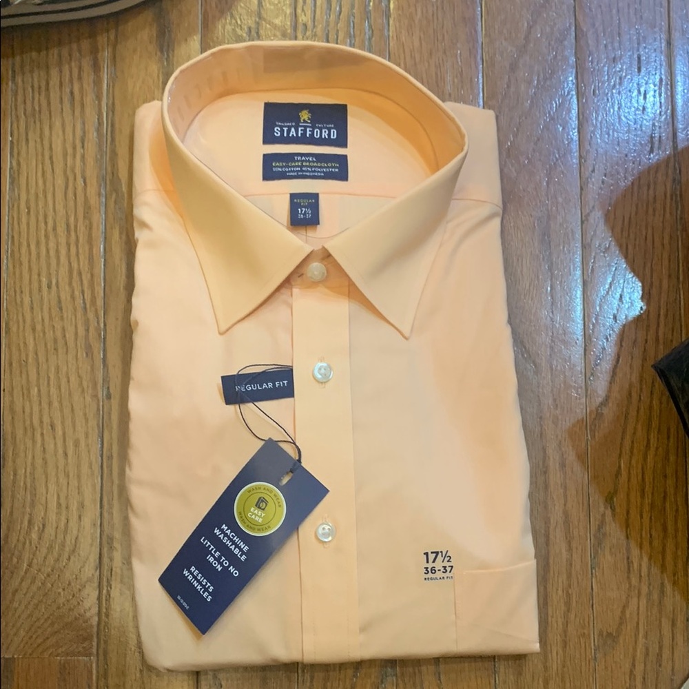 Stafford Orange Dress Shirt Classic Long-Sleeve
